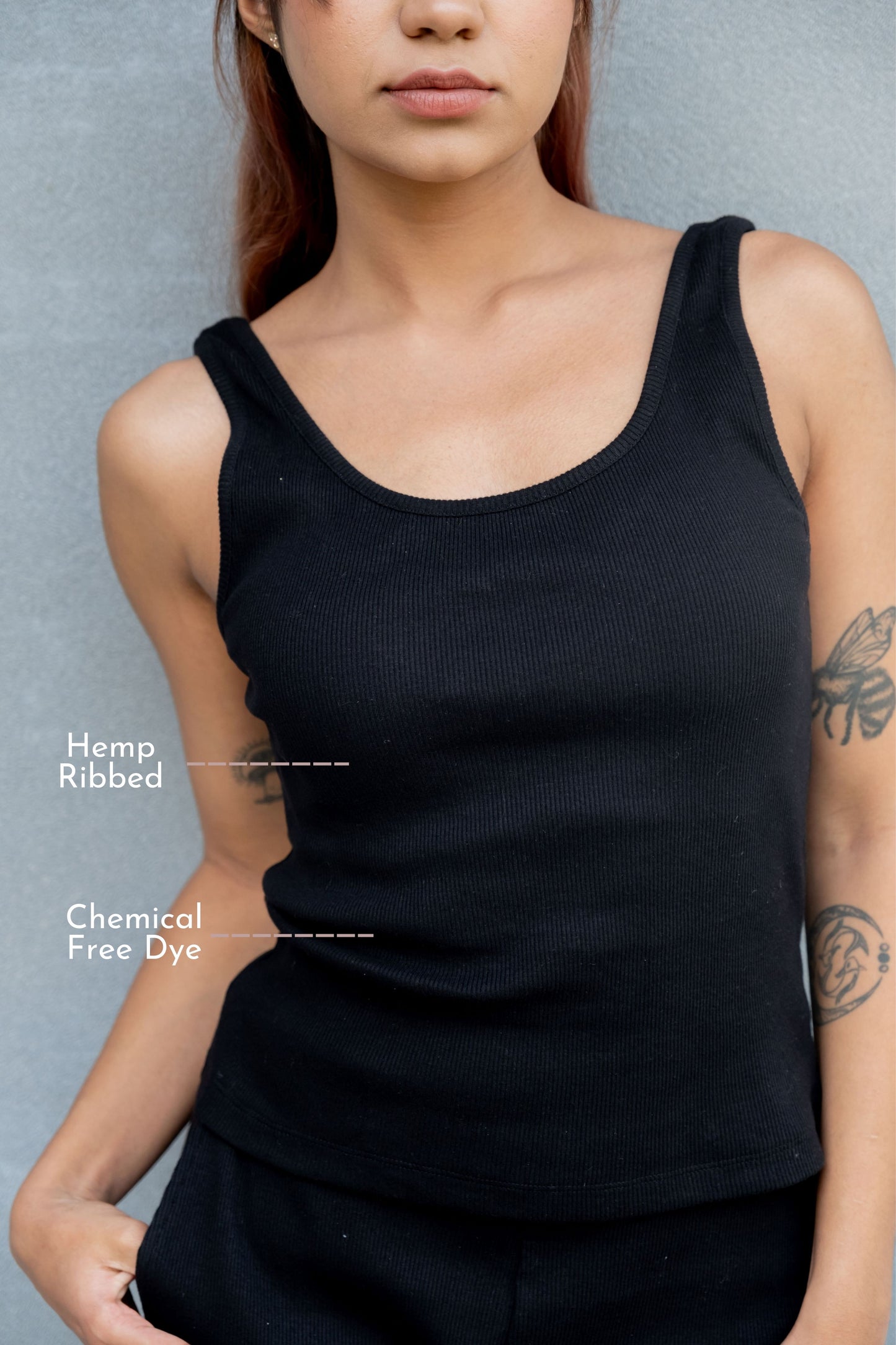 Ribbed Tank Top- Coal Black