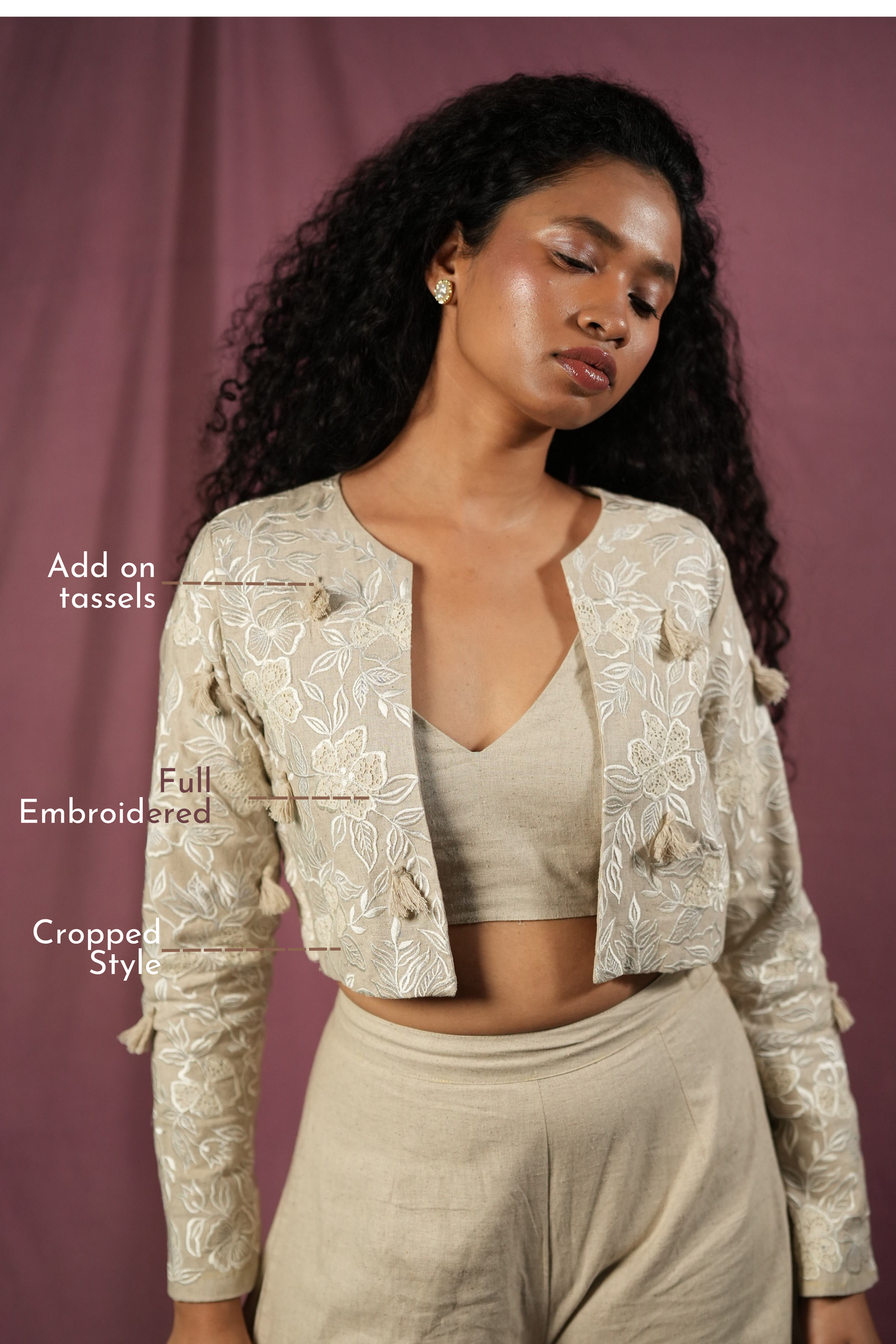 Hempathy Floral Cropped Blazer