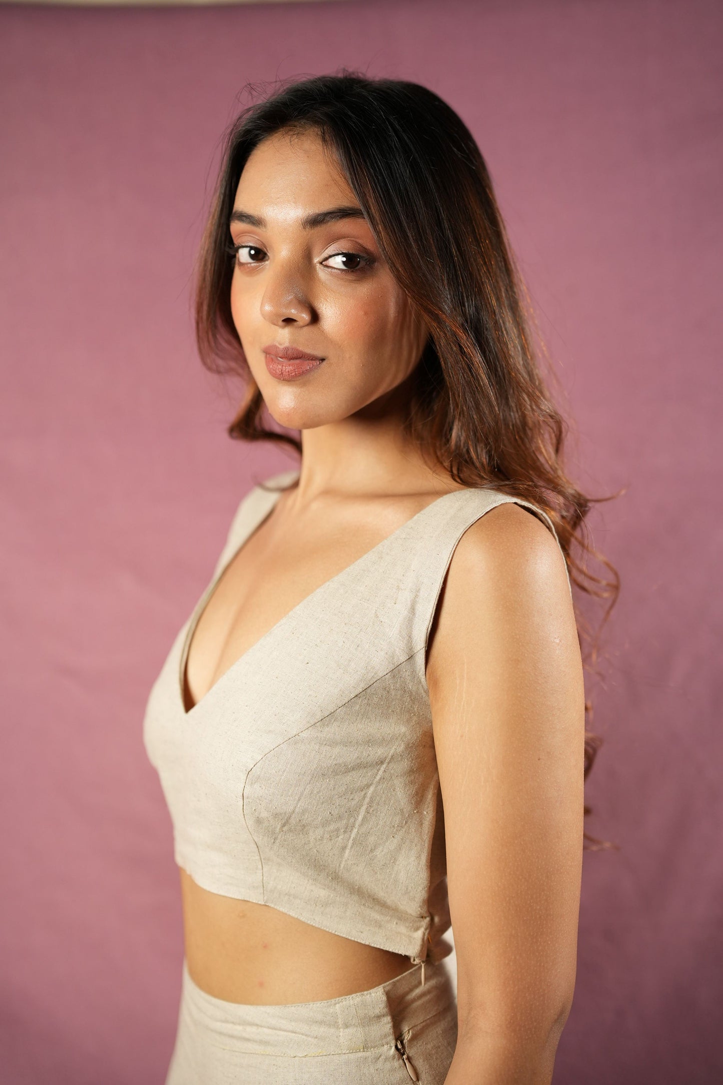 Hempathy Plunge Neck Blouse