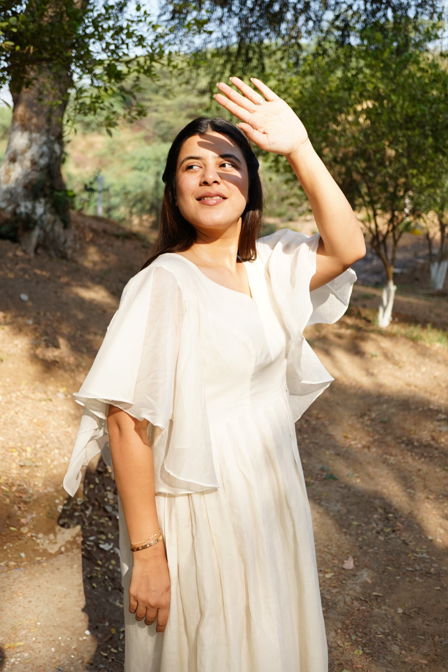 Chanderi Back Net Dress