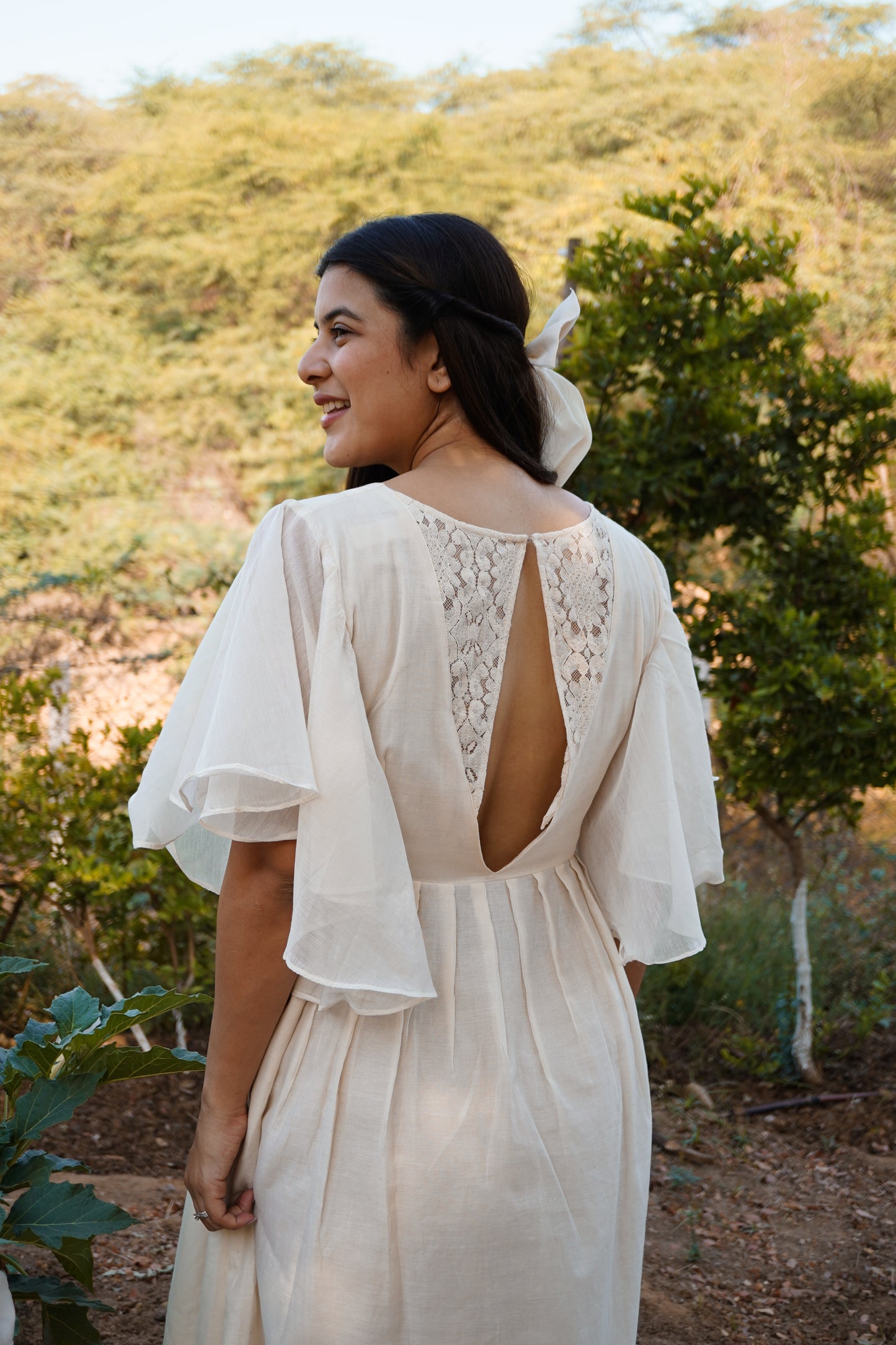 Chanderi Back Net Dress