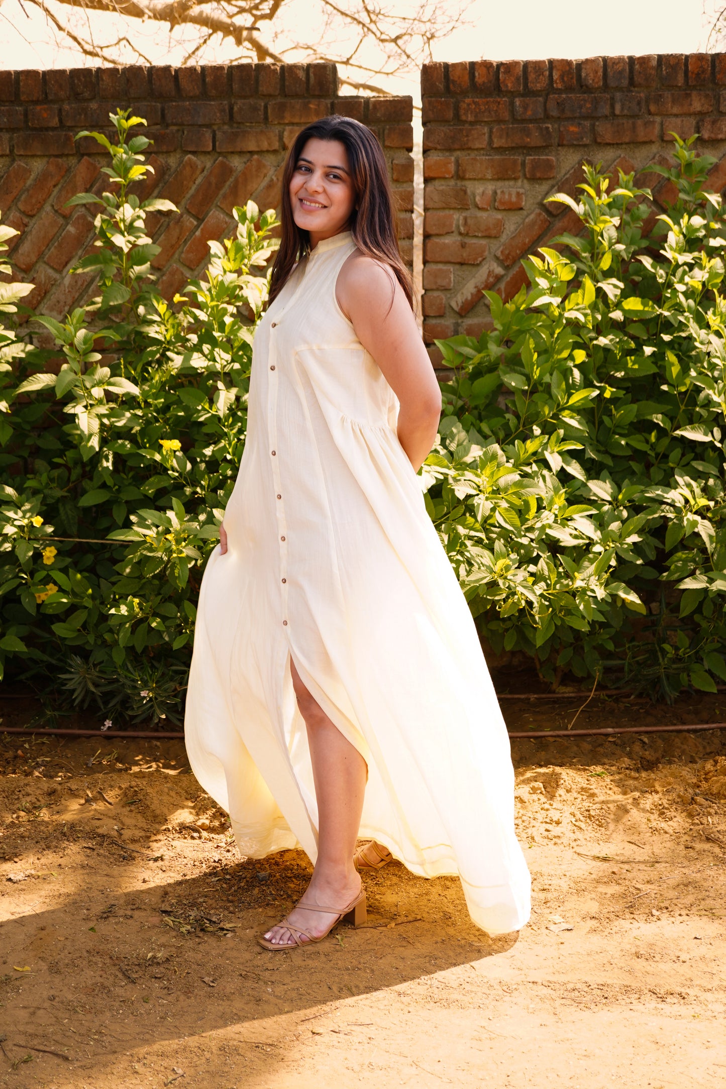 Chanderi Bow Tie Maxi Dress