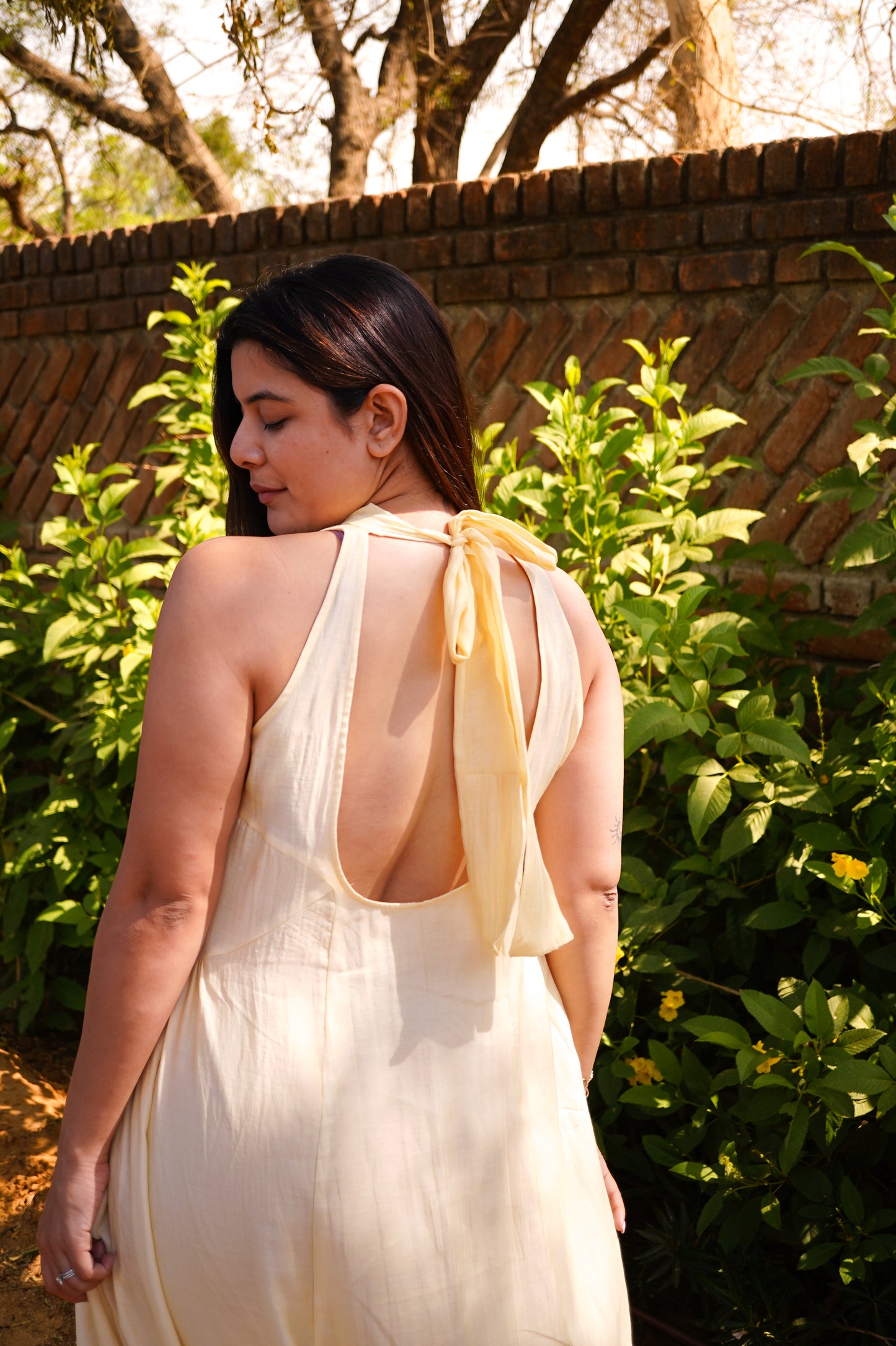 Chanderi Bow Tie Maxi Dress