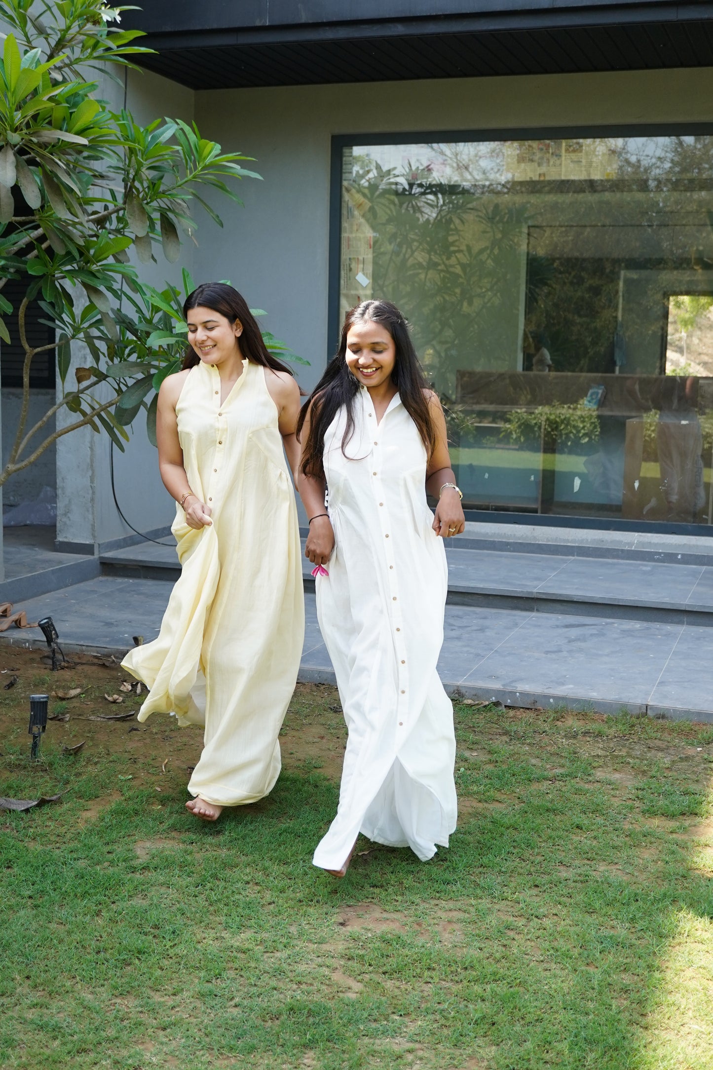 Chanderi Bow Tie Maxi Dress