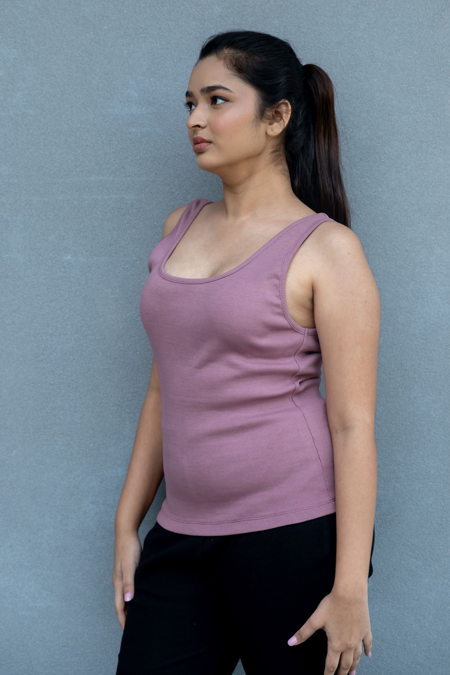 Ribbed Tank Top - Woodrose