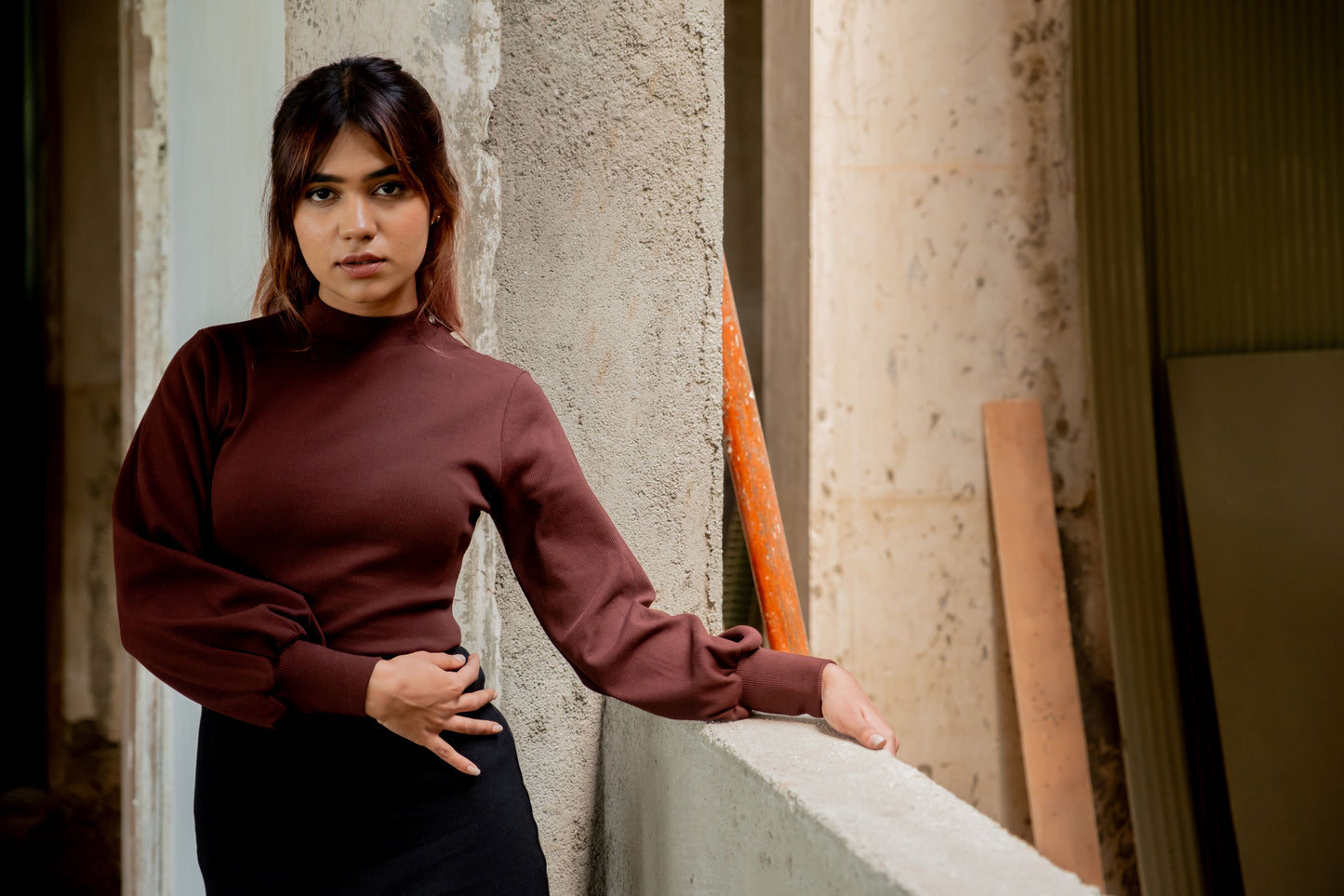 Ribbed Turtle neck Top