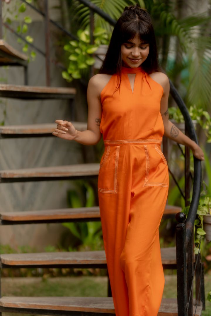 Tencel Halter neck jumpsuit