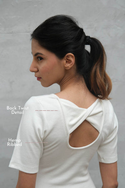 Ribbed Back Twist Dress