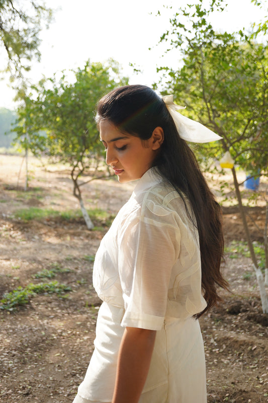Chanderi Floral Patch Work Shirt