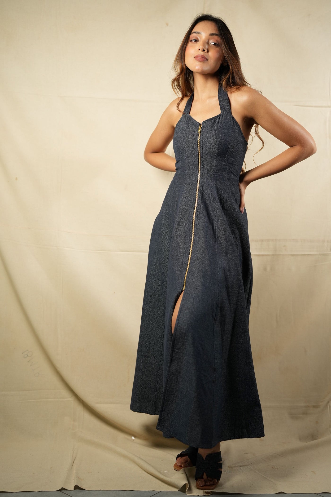 Denim midi dress