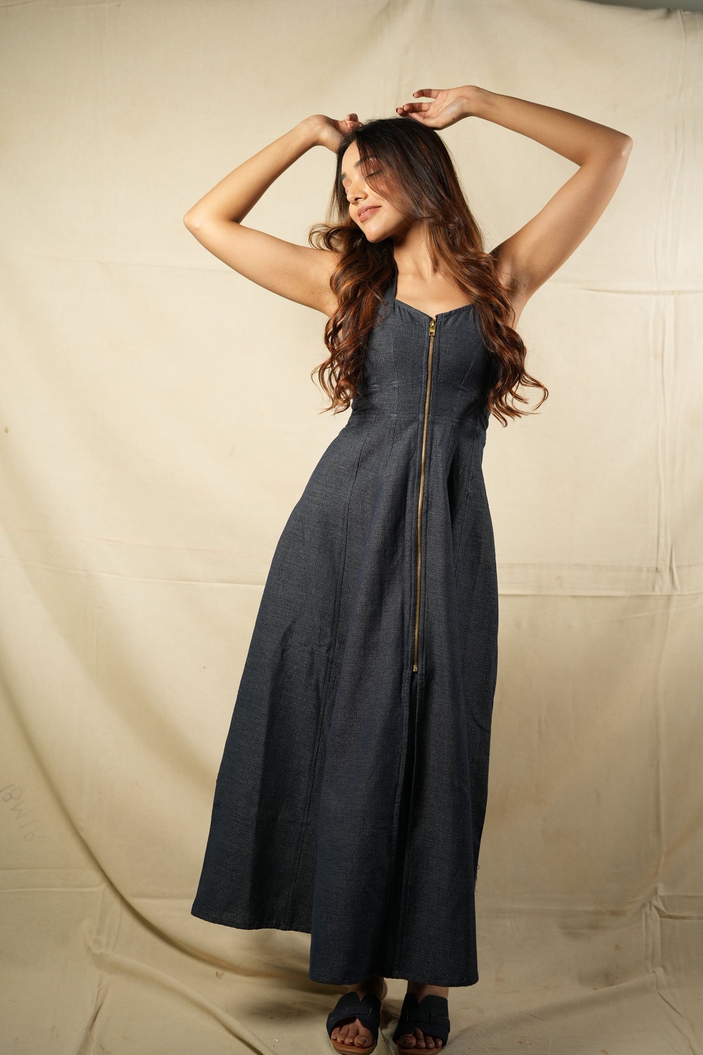 Denim midi dress