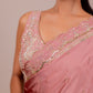 Floral Embroidered Rose Silk Saree