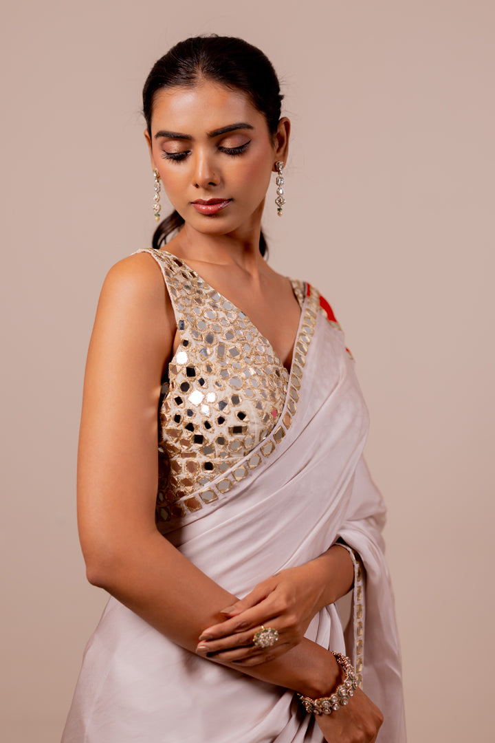 Aaina Rose Silk Saree Set