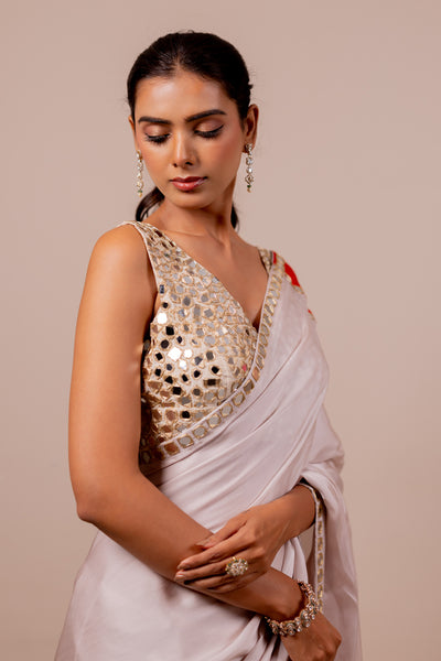 Aaina Rose Silk Saree Set