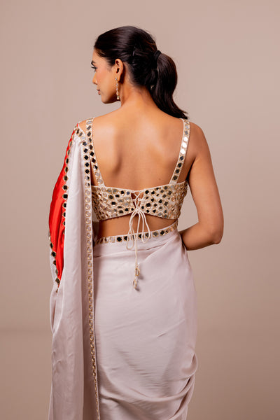 Aaina Rose Silk Saree Set