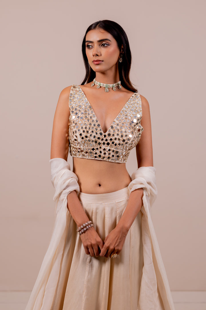 Aaina Rose Silk Cape Set