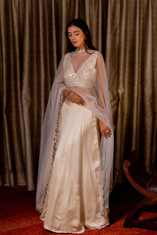 Aaina Rose Silk Lehenga Set