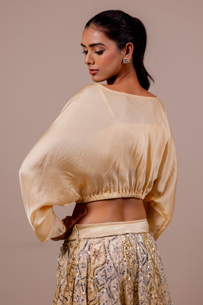 Aureya Lehenga with Rose Silk Top