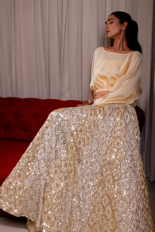 Aureya Lehenga Set with Rose Silk Top