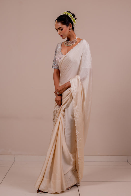 Moonstone Rose Silk Saree Set