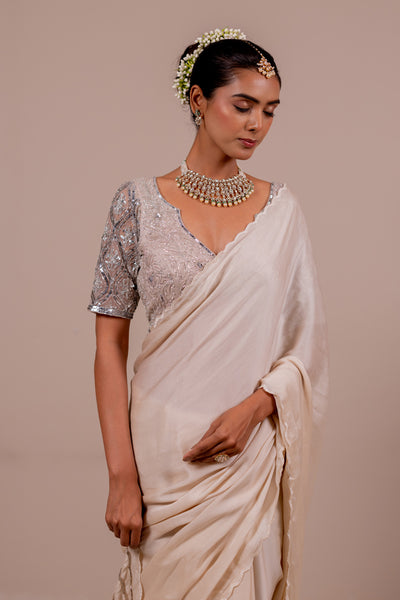 Moonstone Rose Silk Saree Set