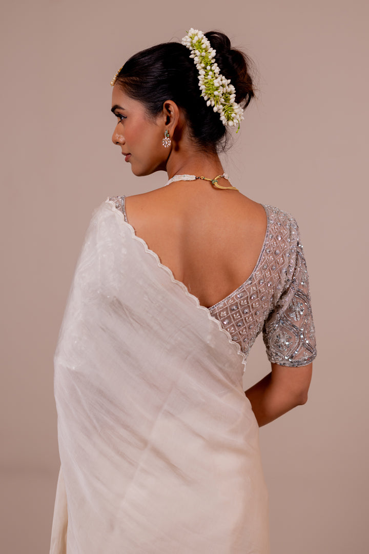 Moonstone Rose Silk Saree Set