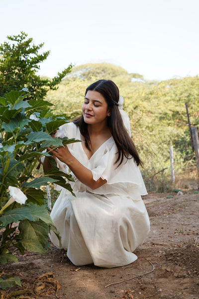 Chanderi Back Net Dress