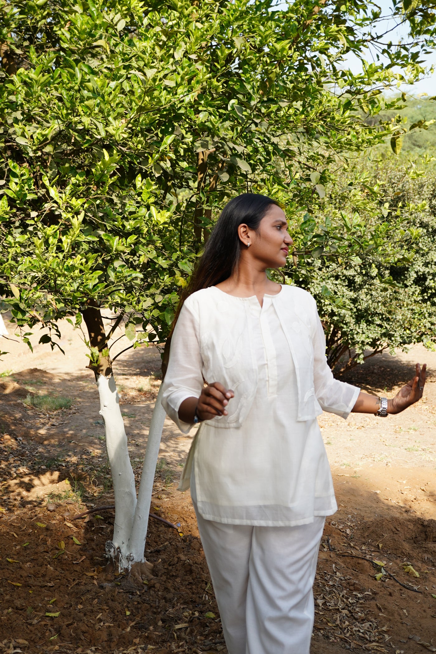 Chanderi Short Kurti With Jacket Set
