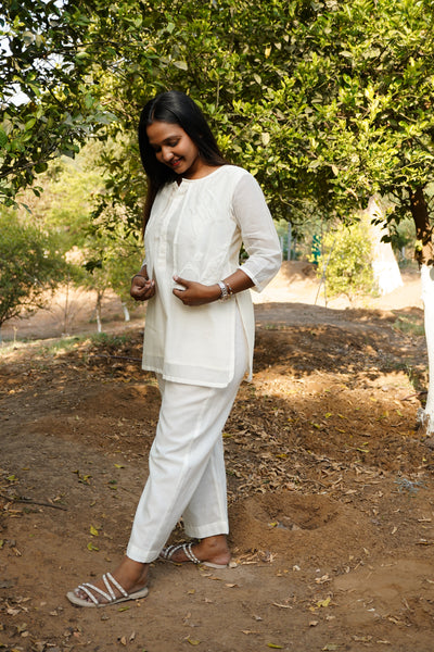 Chanderi Short Kurti With Jacket Set