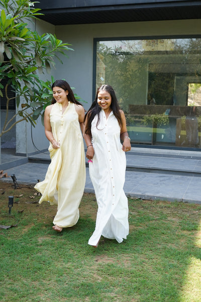 Chanderi Bow Tie Maxi Dress