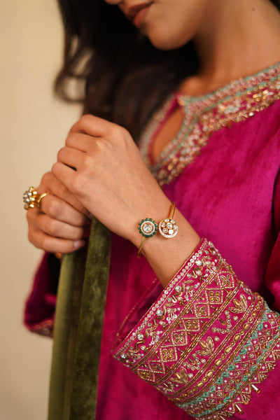 Velvet Long Embroidered Kurta Set