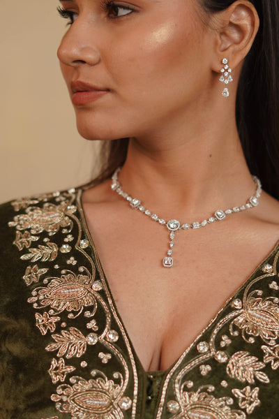 Velvet Edge Embroidered Blouse & Lehenga set