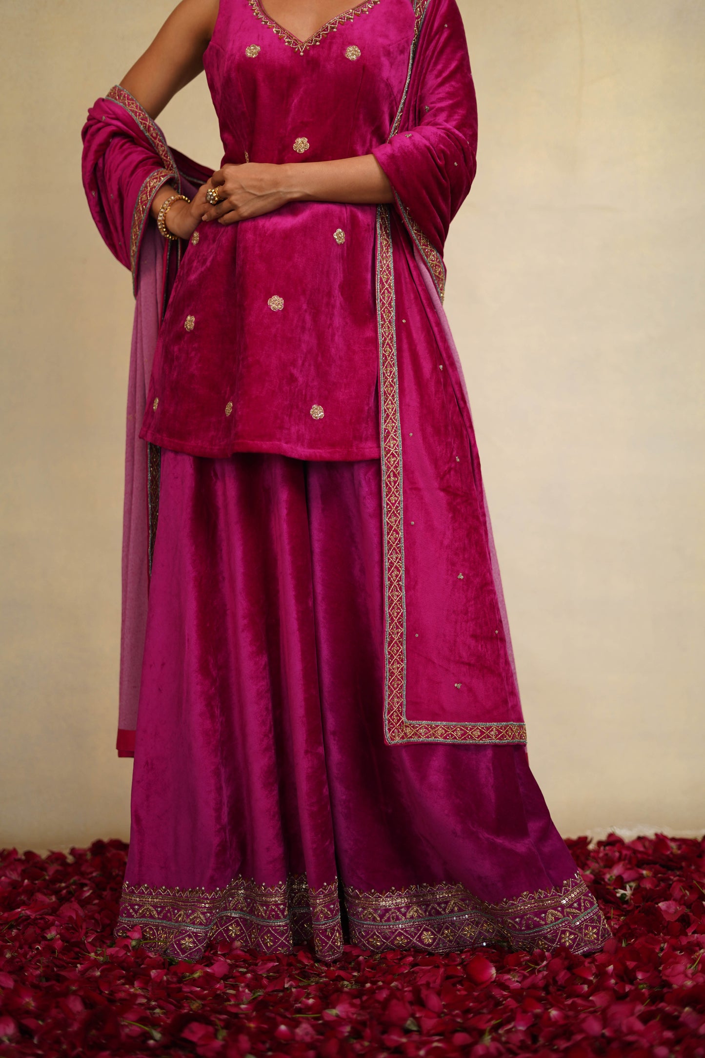 Velvet Sharara Set