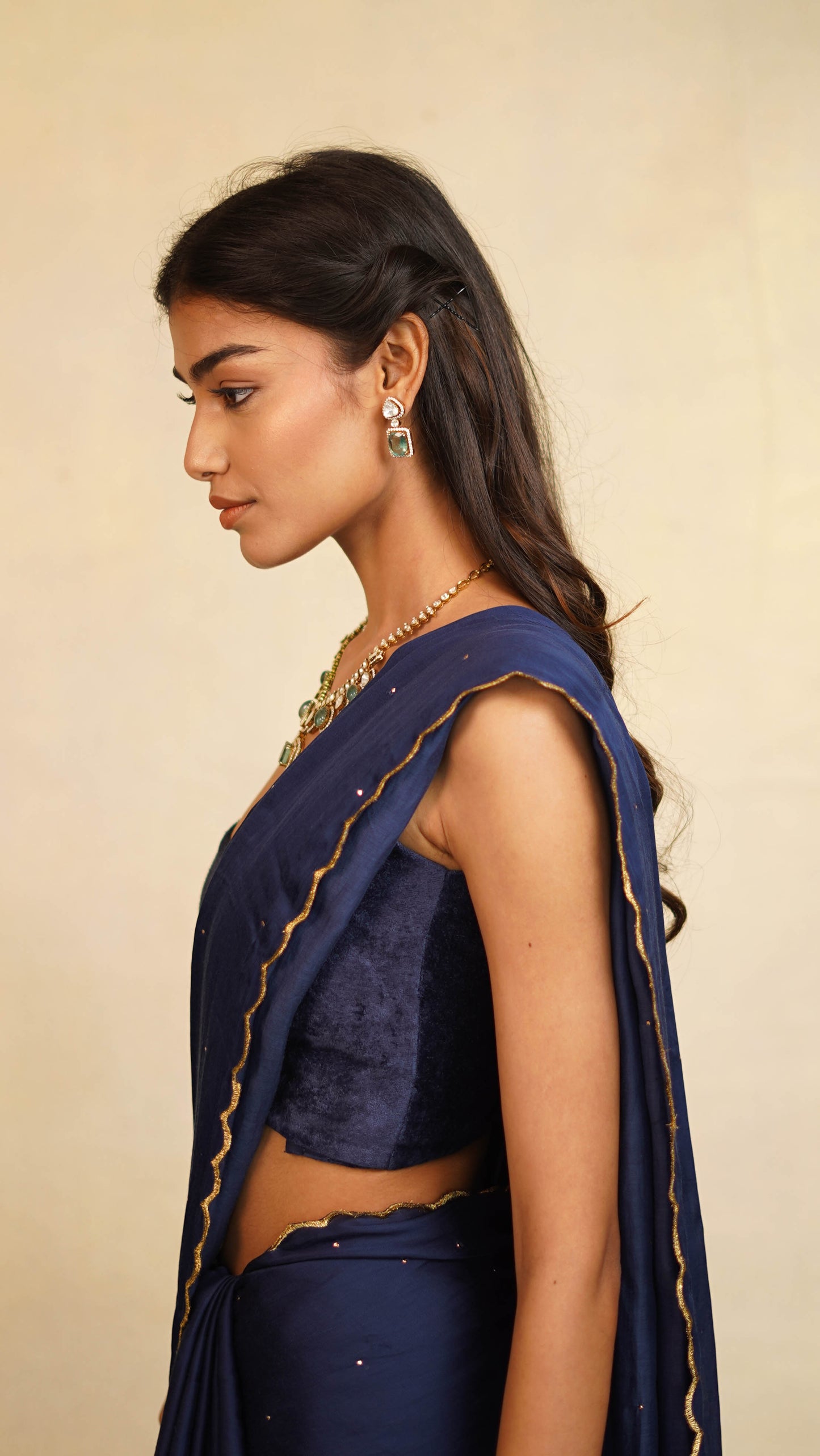 Velvet Blouse With Tassel Saree