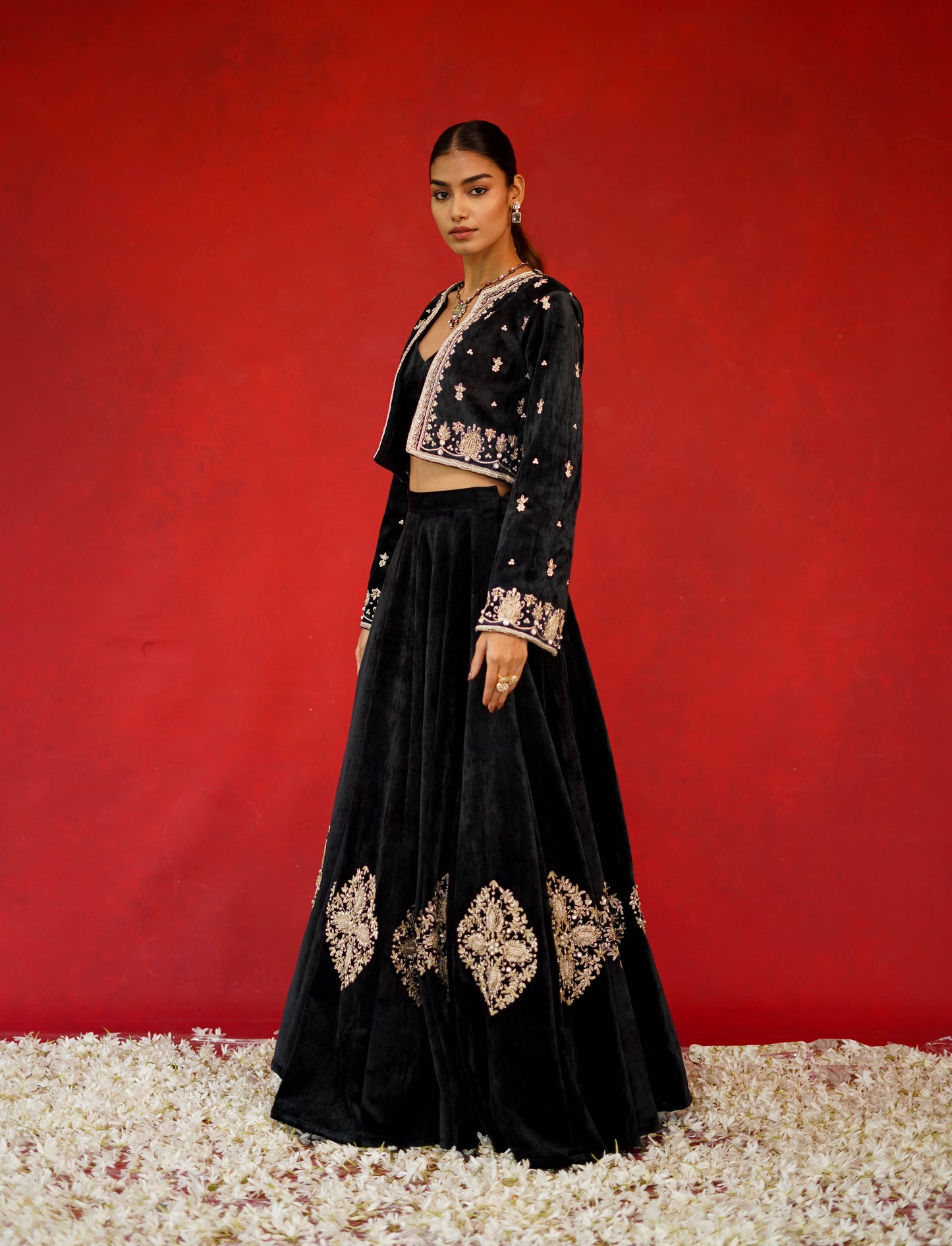 Embroidered Jacket & Lehenga Set