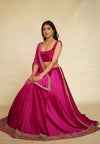 Velvet Blouse With Edge Embroidered Lehenga Set (3-Pieces Set)