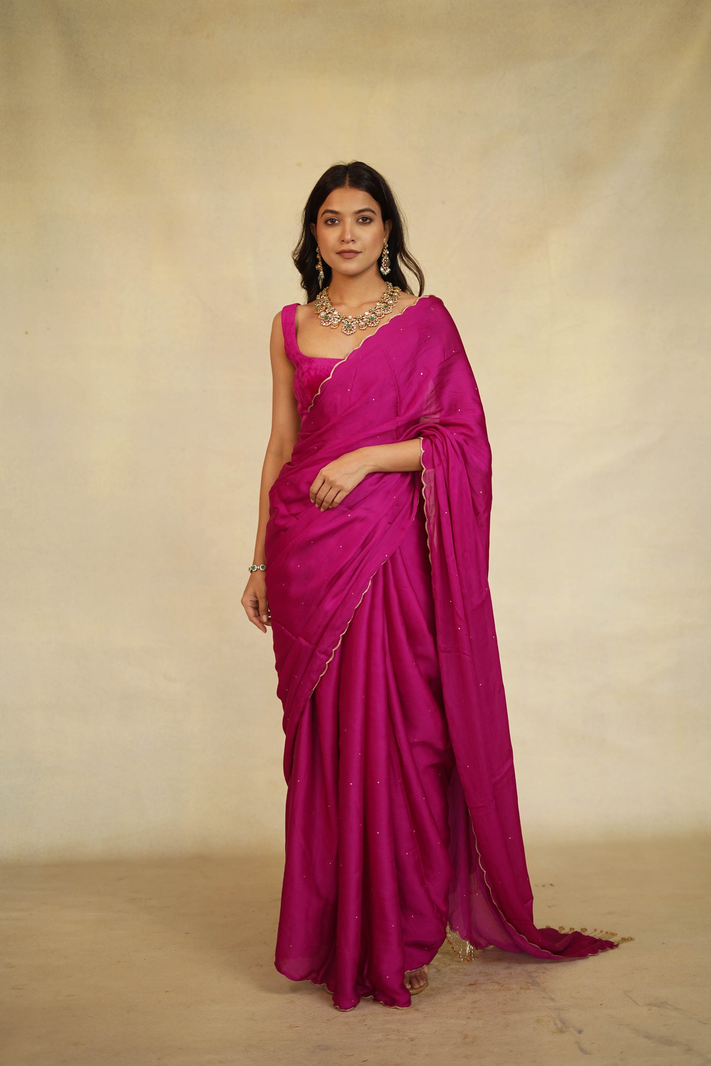 Velvet Blouse With Tassel Saree