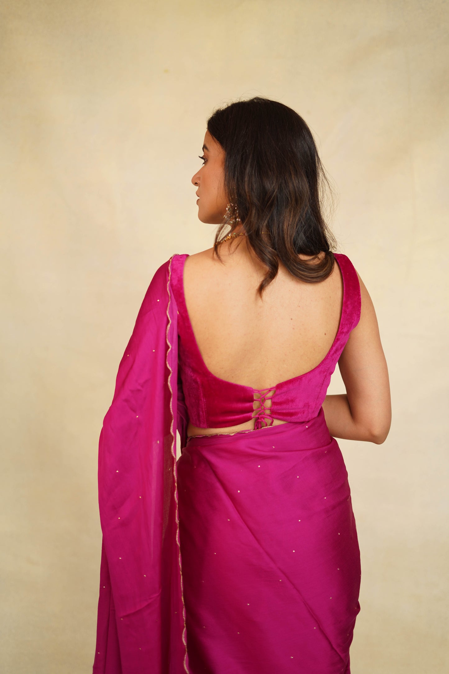 Velvet Blouse With Tassel Saree