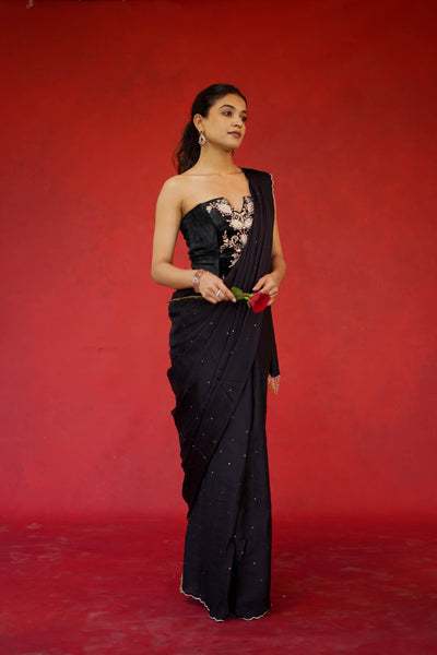 Embroidered Corset & Tasselled Saree set