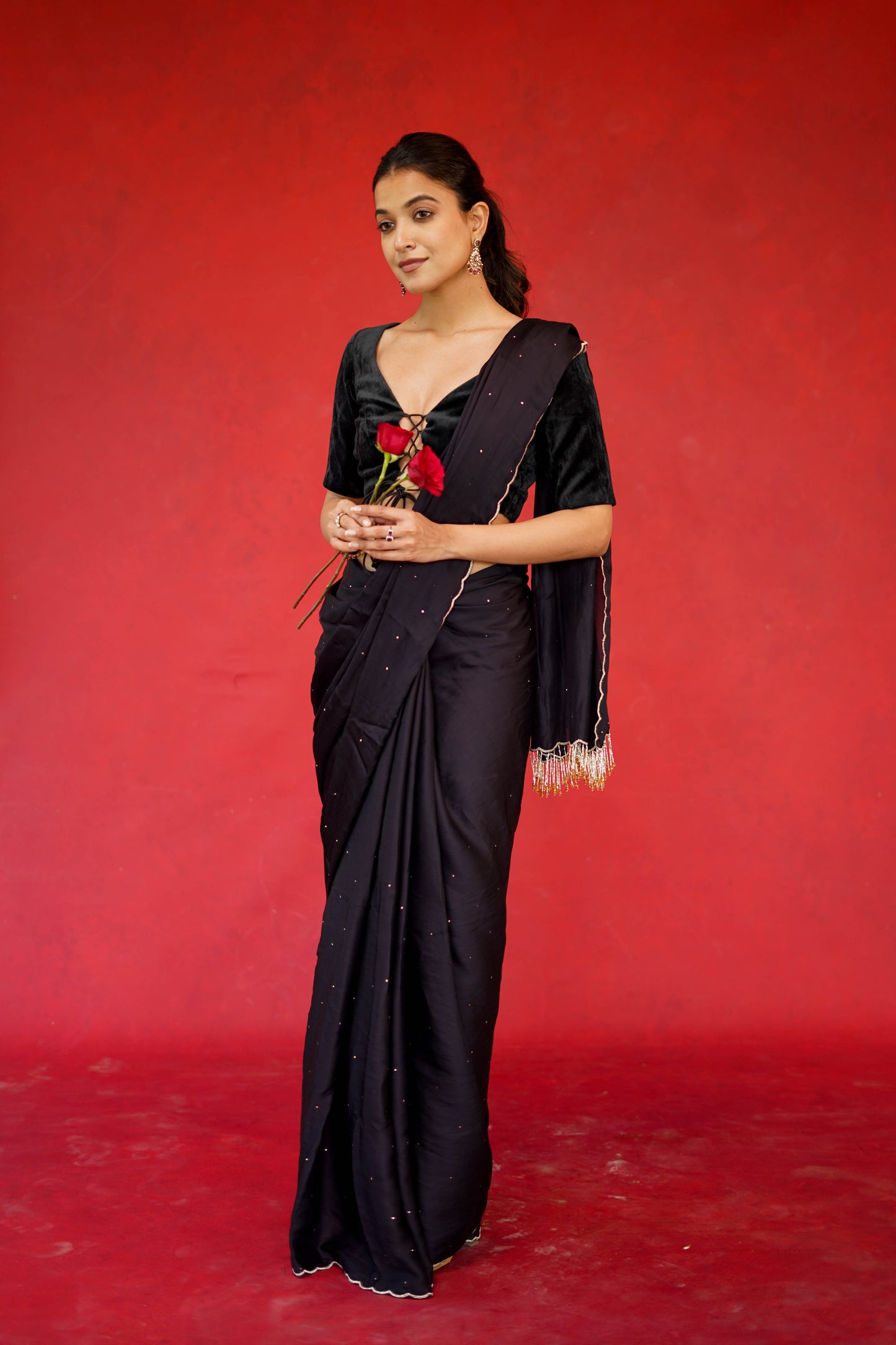 Waistcoat Blouse With Tassel  Saree