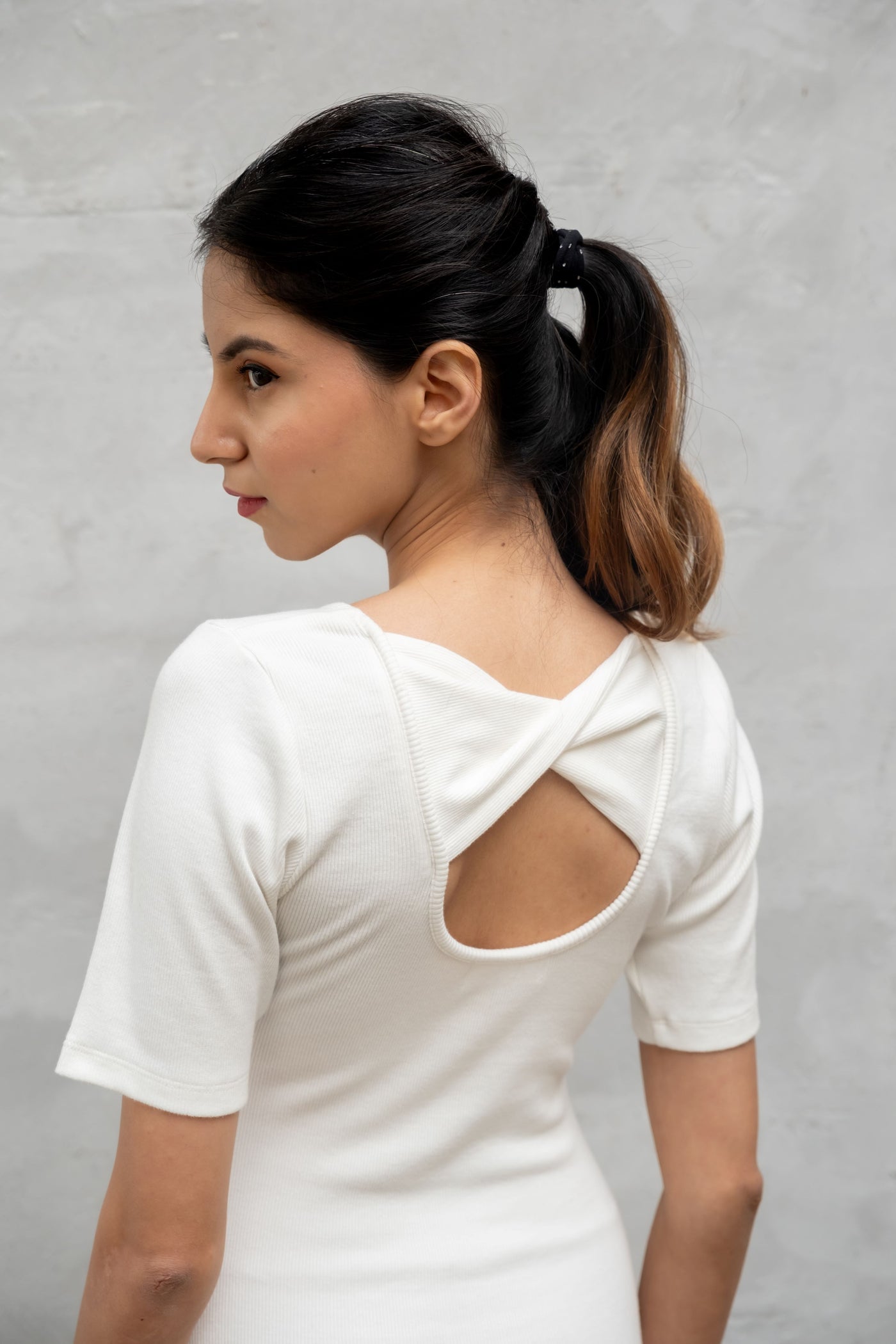 Ribbed Back Twist Dress