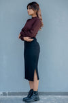 Ribbed Double Slit Skirt