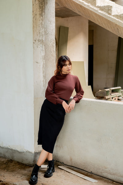 Ribbed Double Slit Skirt