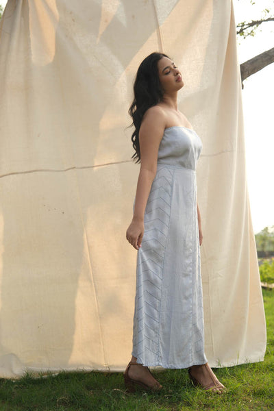Tencel Strapless Zigzag dress