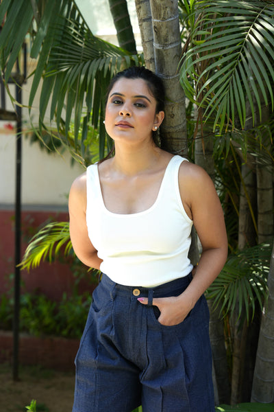 Denim Pleated Shorts
