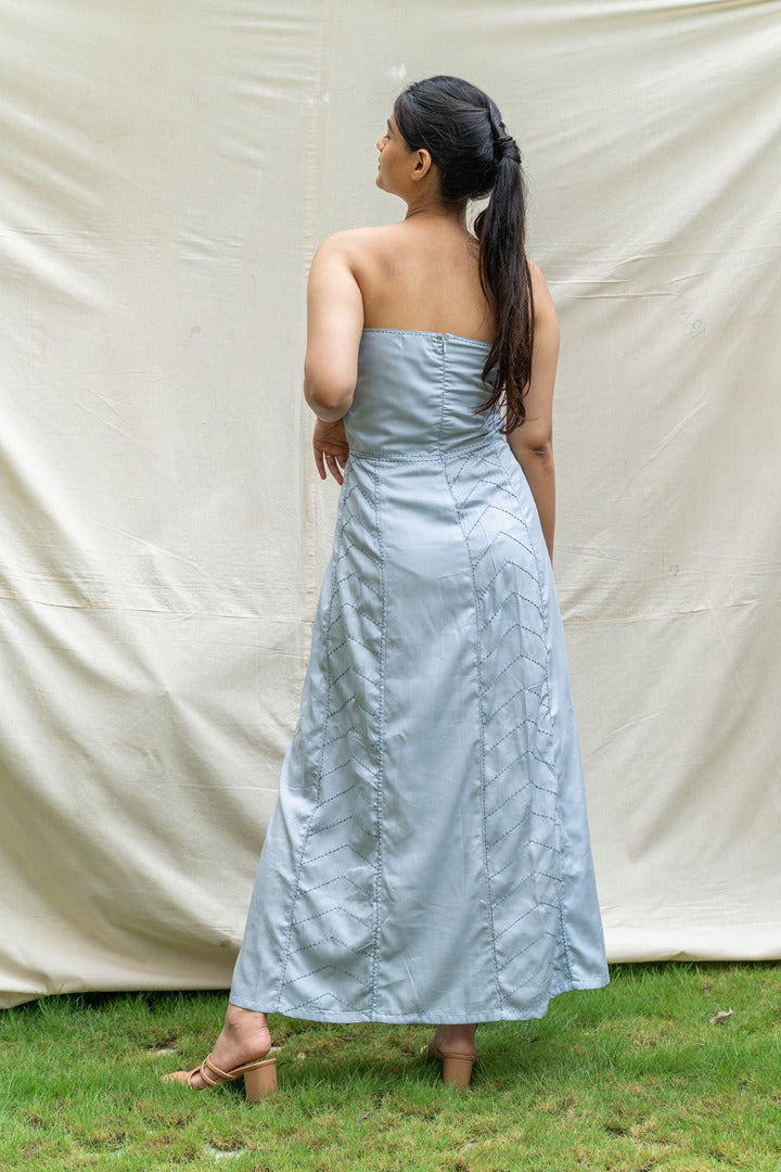 Tencel Strapless Zigzag dress