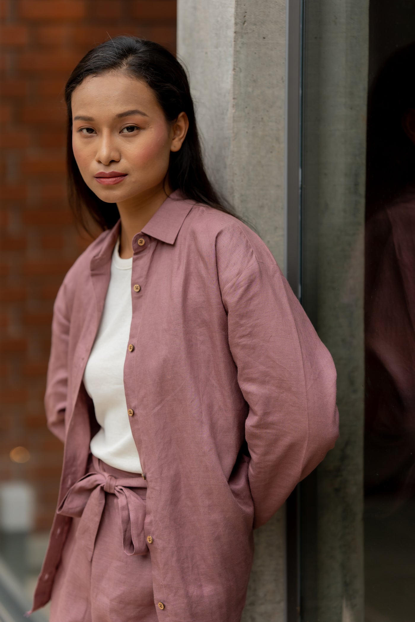 Lincell Oversized Shirt- Woodrose