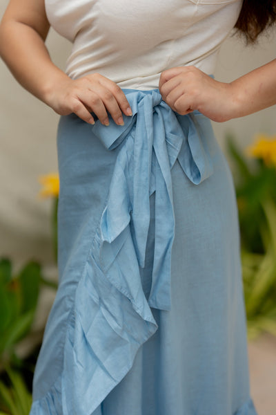 Lincell Wrap around skirt- Blue Mist