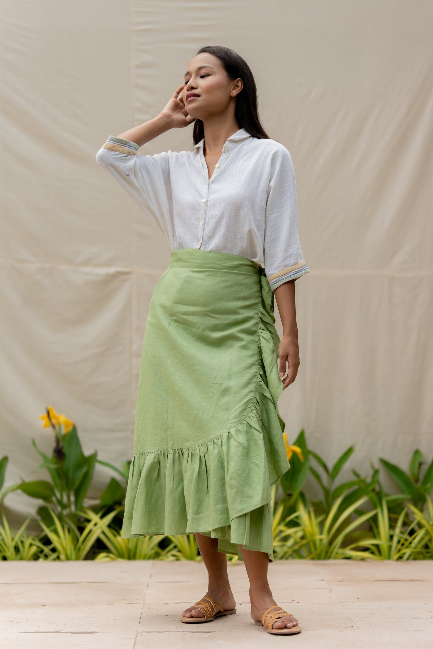 Wrap around skirt-Moss Green