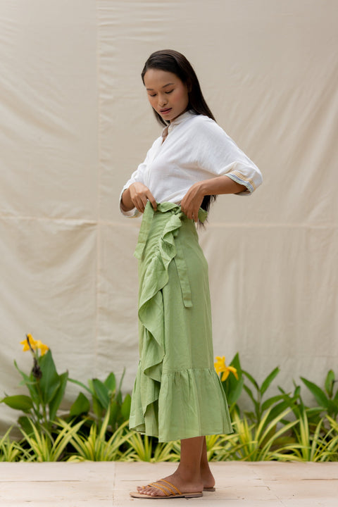 Wrap around skirt-Moss Green